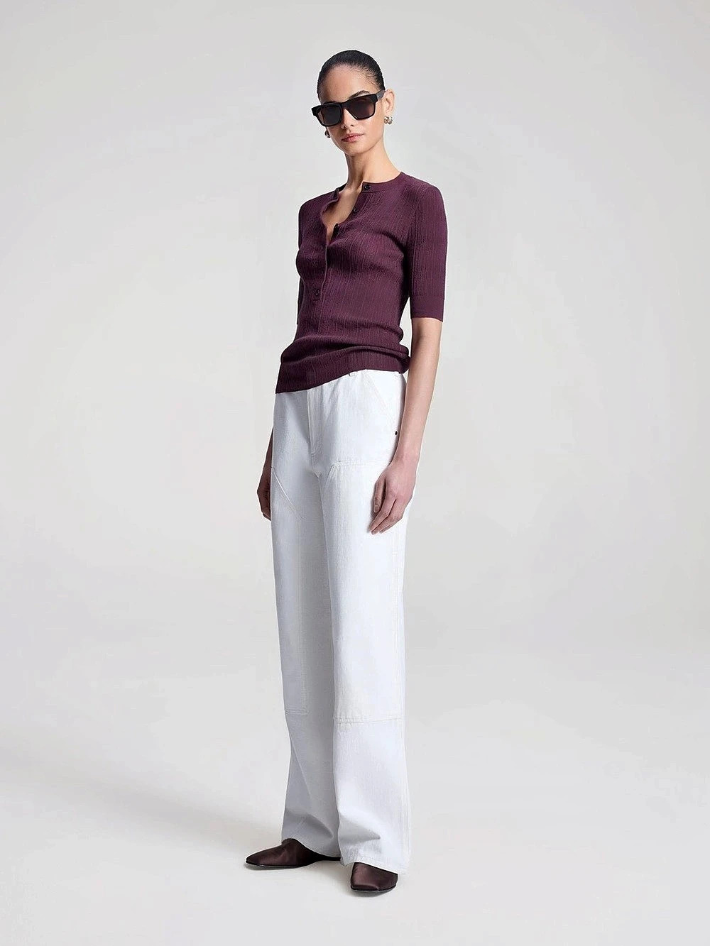 A.Large.C. Fisher Top. Ribbed Short Sleeve Maroon